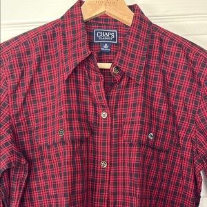 Chaps Red and Black Casual Button Down Shirt